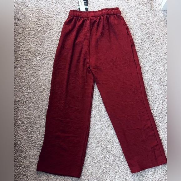 Burgundy Wide-Leg Pants stretch boho festival chic office - Picture 3 of 6